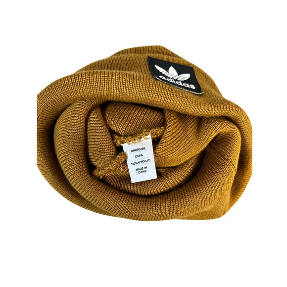 Adidas Originals Beanie Hat Mustard Yellow OSFA Acrylic Classic Logo - Picture 3 of 3